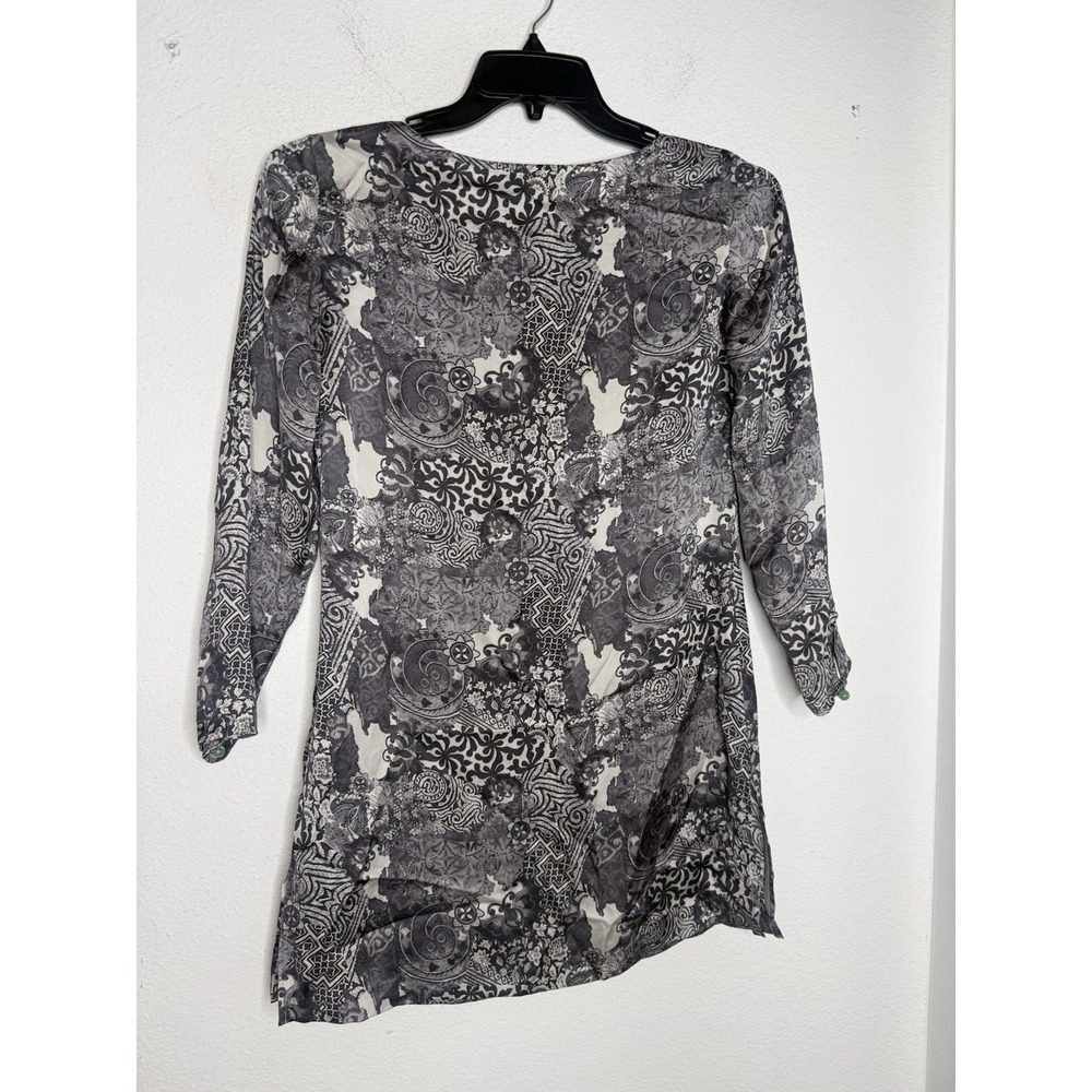 Shanghai Tang Silk Paisley Tunic Top Size 8 Glass Buttons Designer Chic - Picture 6 of 13